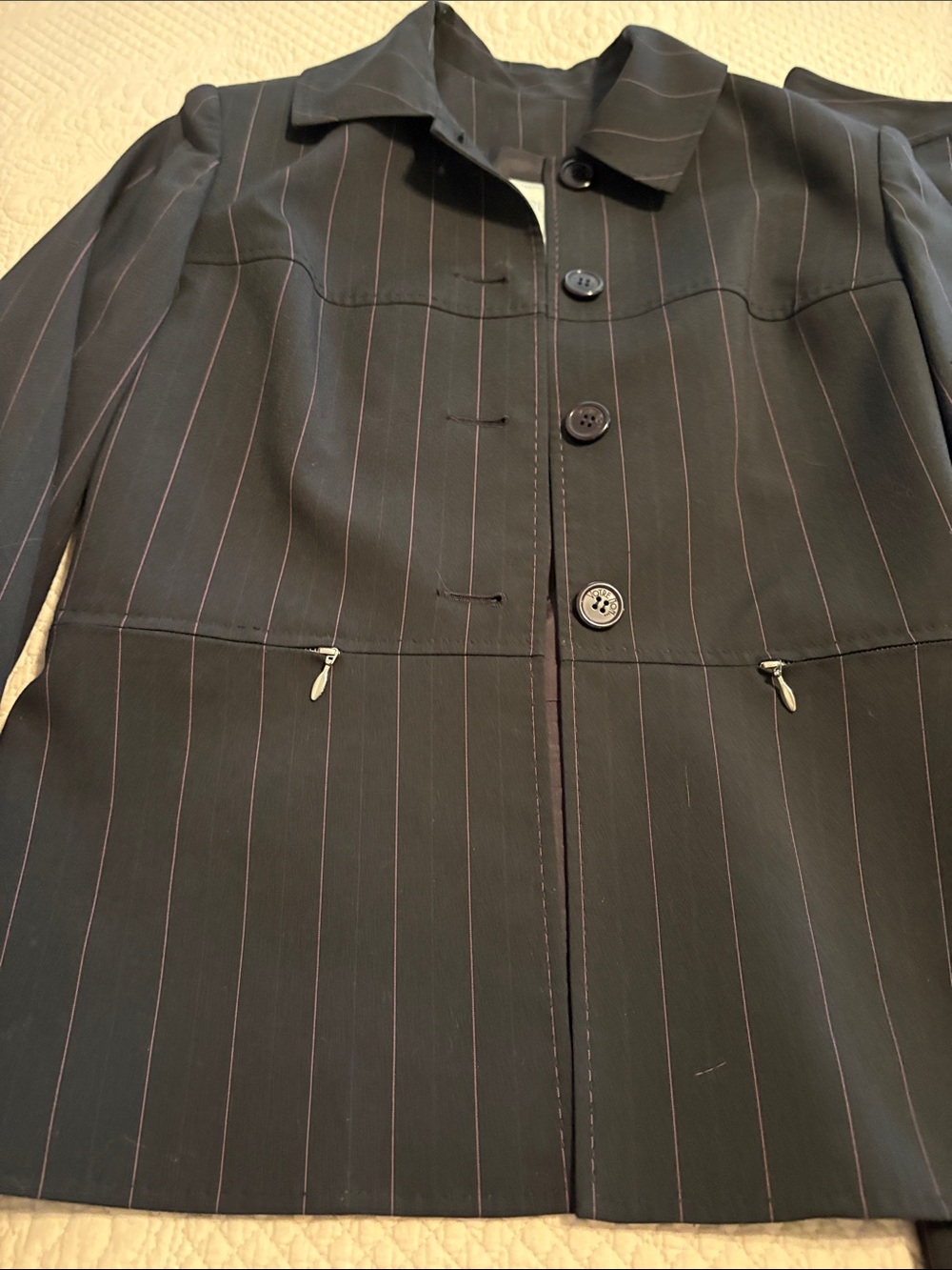 VotreNom Pinstripe Women's Pant Suit Jacket & Pants - Picture 2 of 6